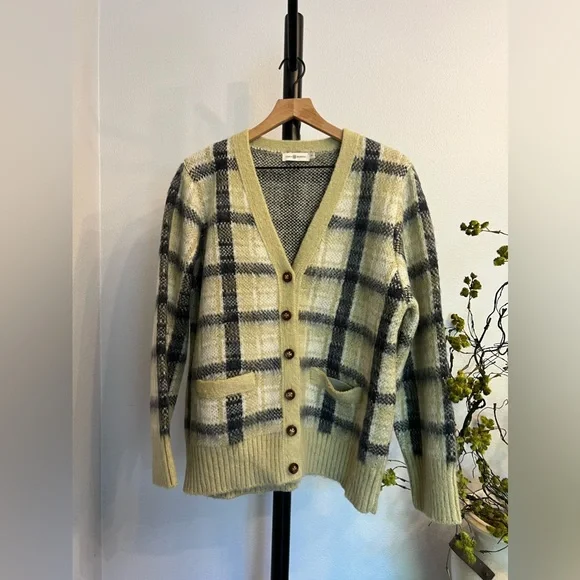 Tory Burch Brushed Plaid Cardigan - Picture 1 of 9